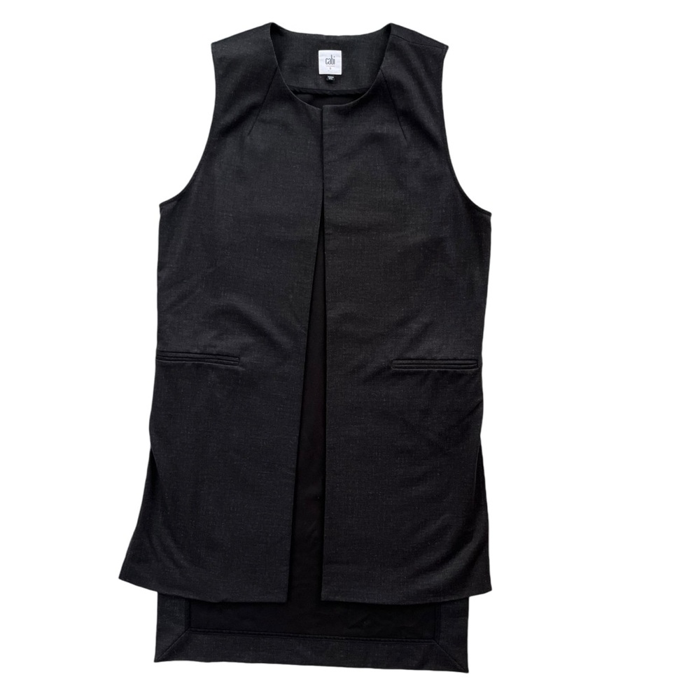 Cabi Women’s Sz Small Duster Dark Gray Long Open Front Artist Drafting Vest 3178